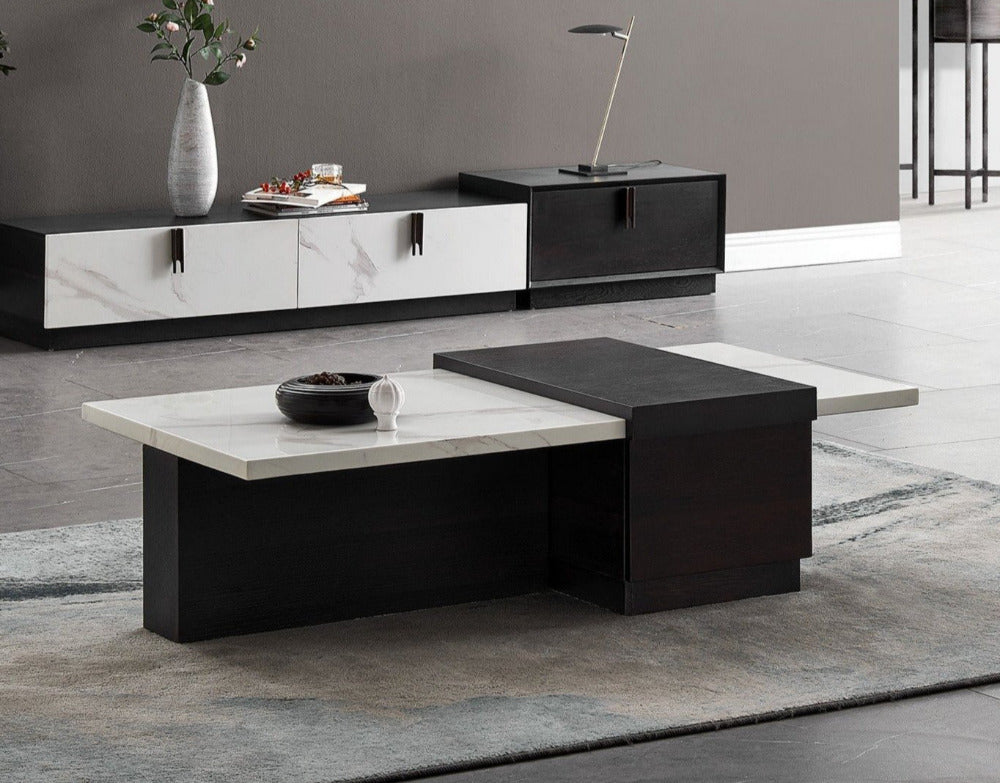 Black and store white coffee table