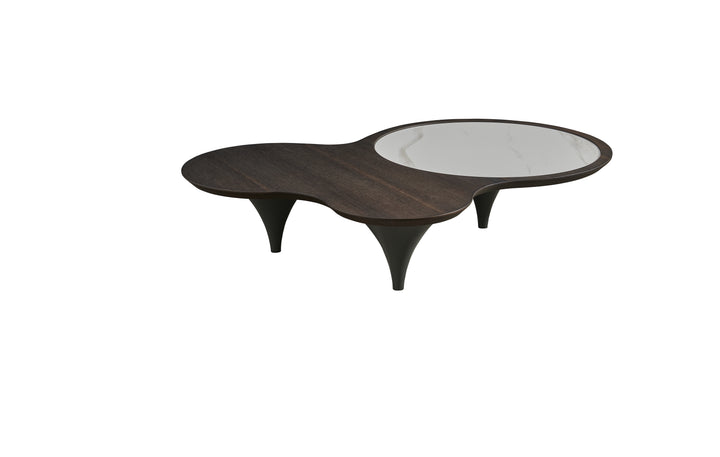 Roma 3 Legs Smoked Walnut Color with Sintered Stone Coffee Table