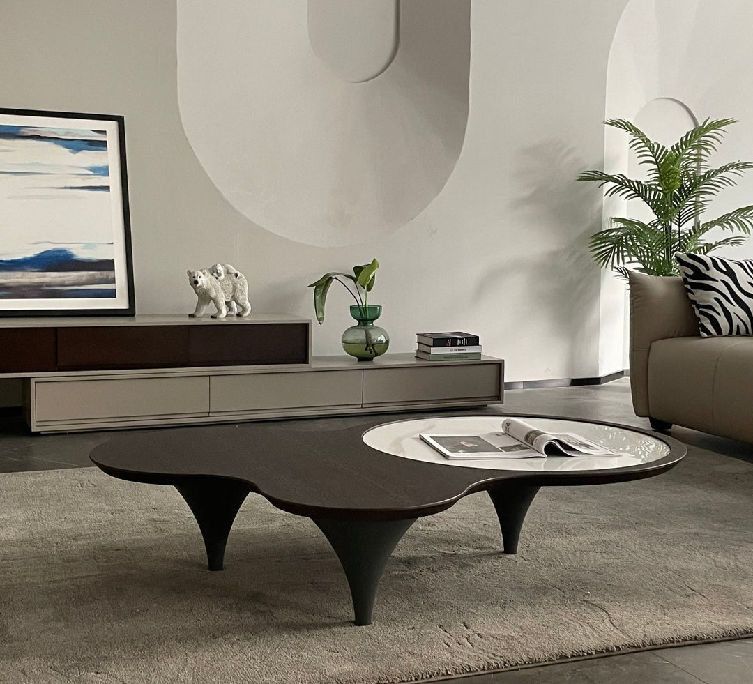 Roma 3 Legs Smoked Walnut Color with Sintered Stone Coffee Table