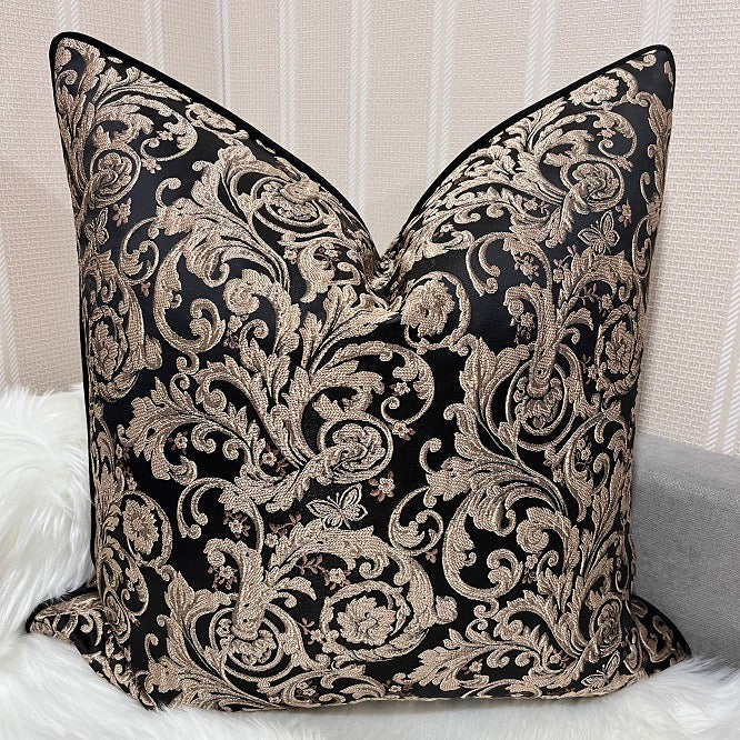 Baroque Noir Feather-Filled Cushion