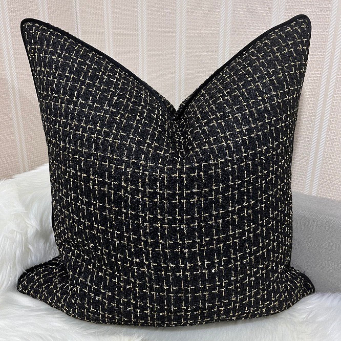 Tweed Noir Feather-Filled Cushion