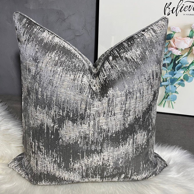 Silver Luxe Feather-Filled Cushion