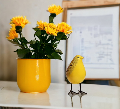 Poly Pigeon Bird Figurine (Yellow)