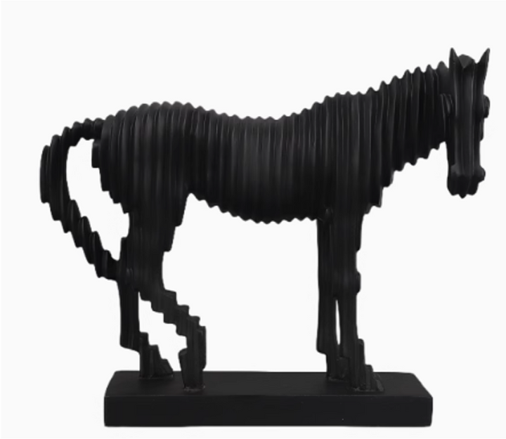 Abstract Black Horse Sculpture