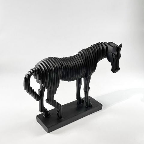 Abstract Black Horse Sculpture