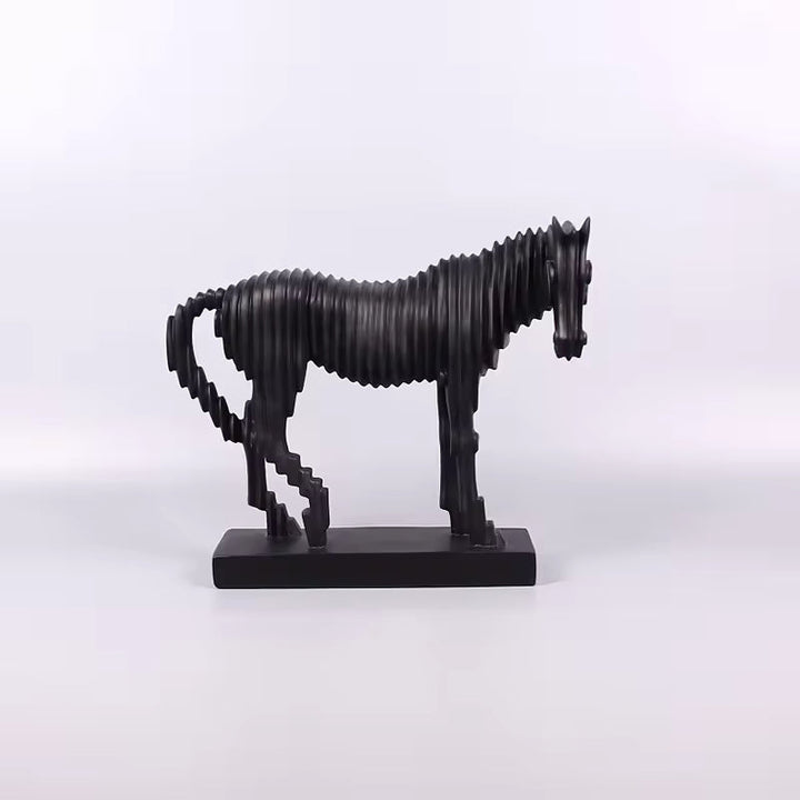 Abstract Black Horse Sculpture