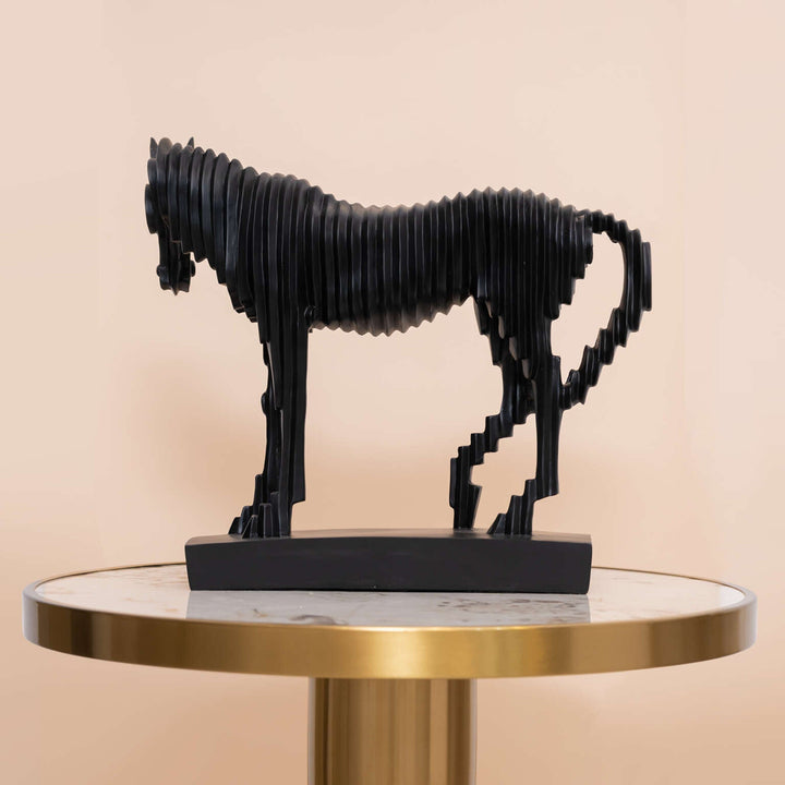 Abstract Black Horse Sculpture