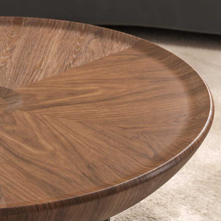 Amazon Single Piece Round Walnut Coffee Table With Titanium Base