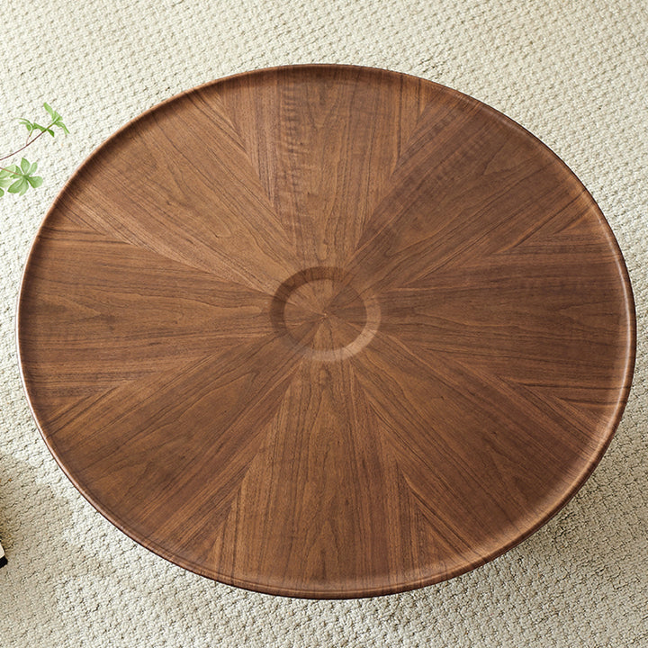 Amazon Single Piece Round Walnut Coffee Table With Titanium Base