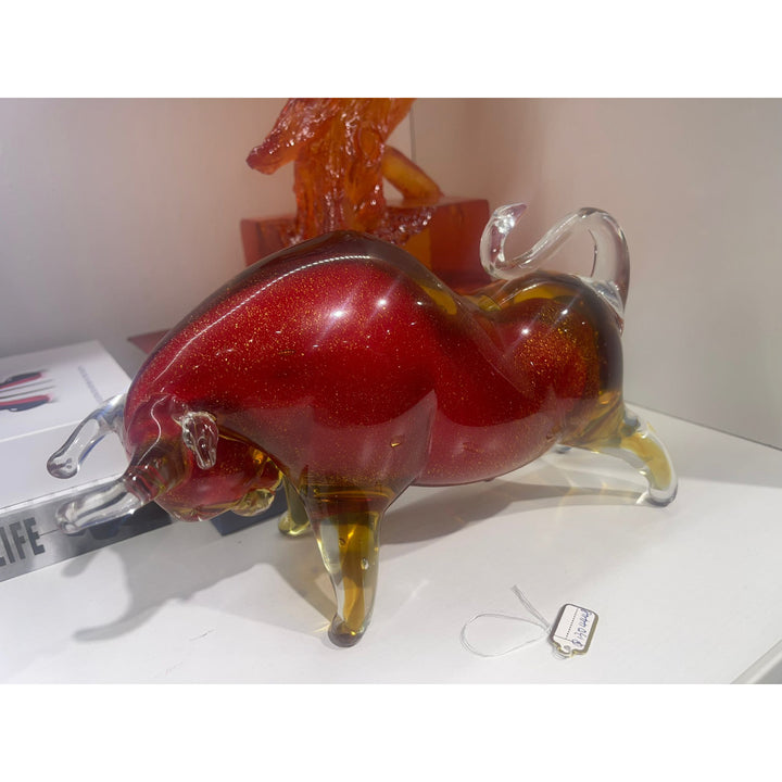 Amber Majesty Glass Bull Sculpture