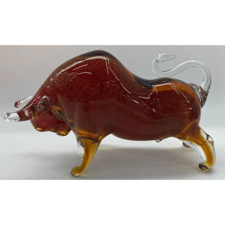 Amber Majesty Glass Bull Sculpture