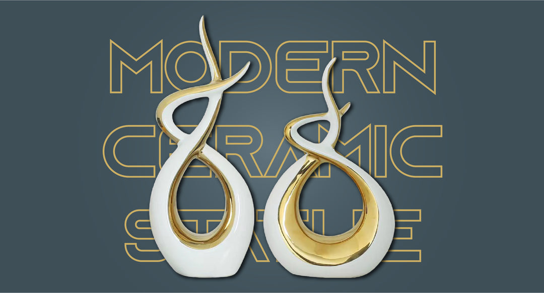 Ceramic Flame Sculpture White & Gold