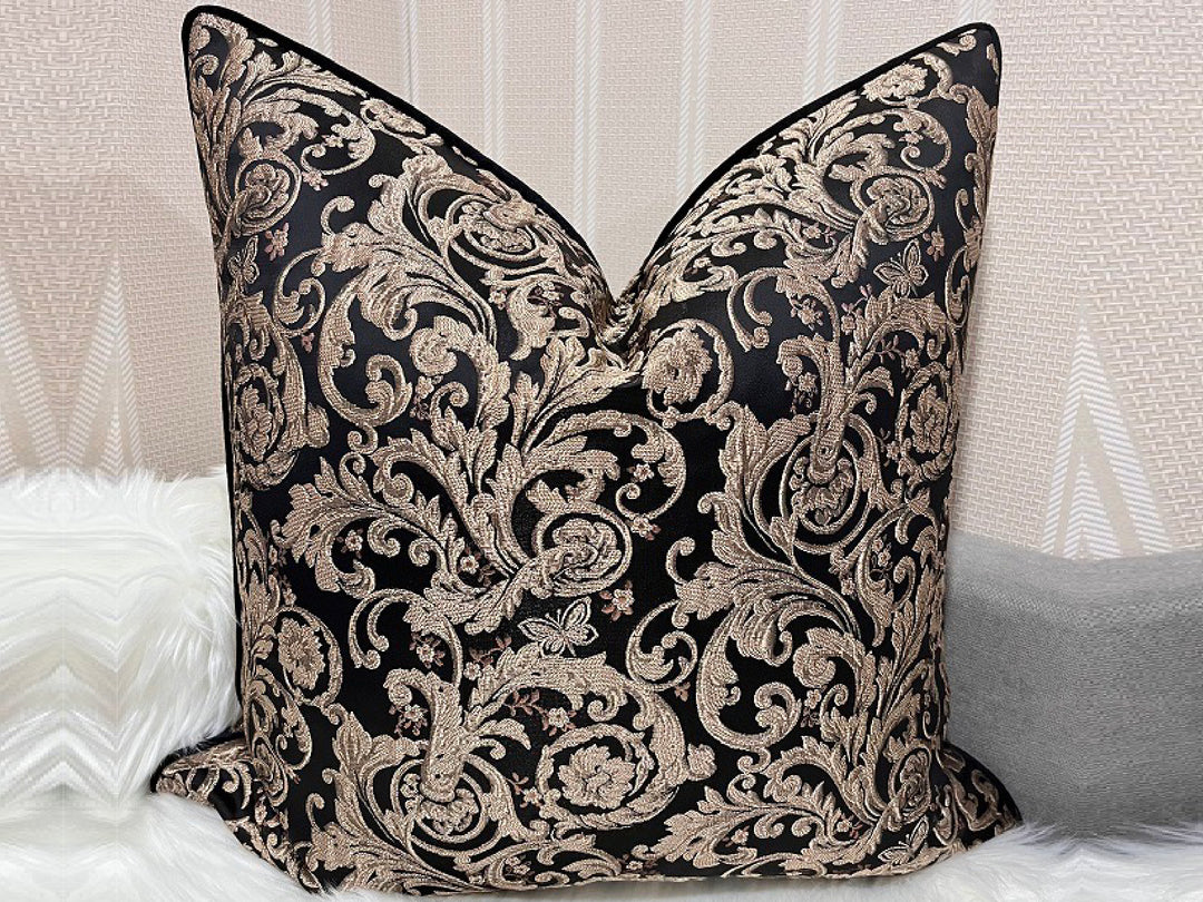 Baroque Noir Feather-Filled Cushion