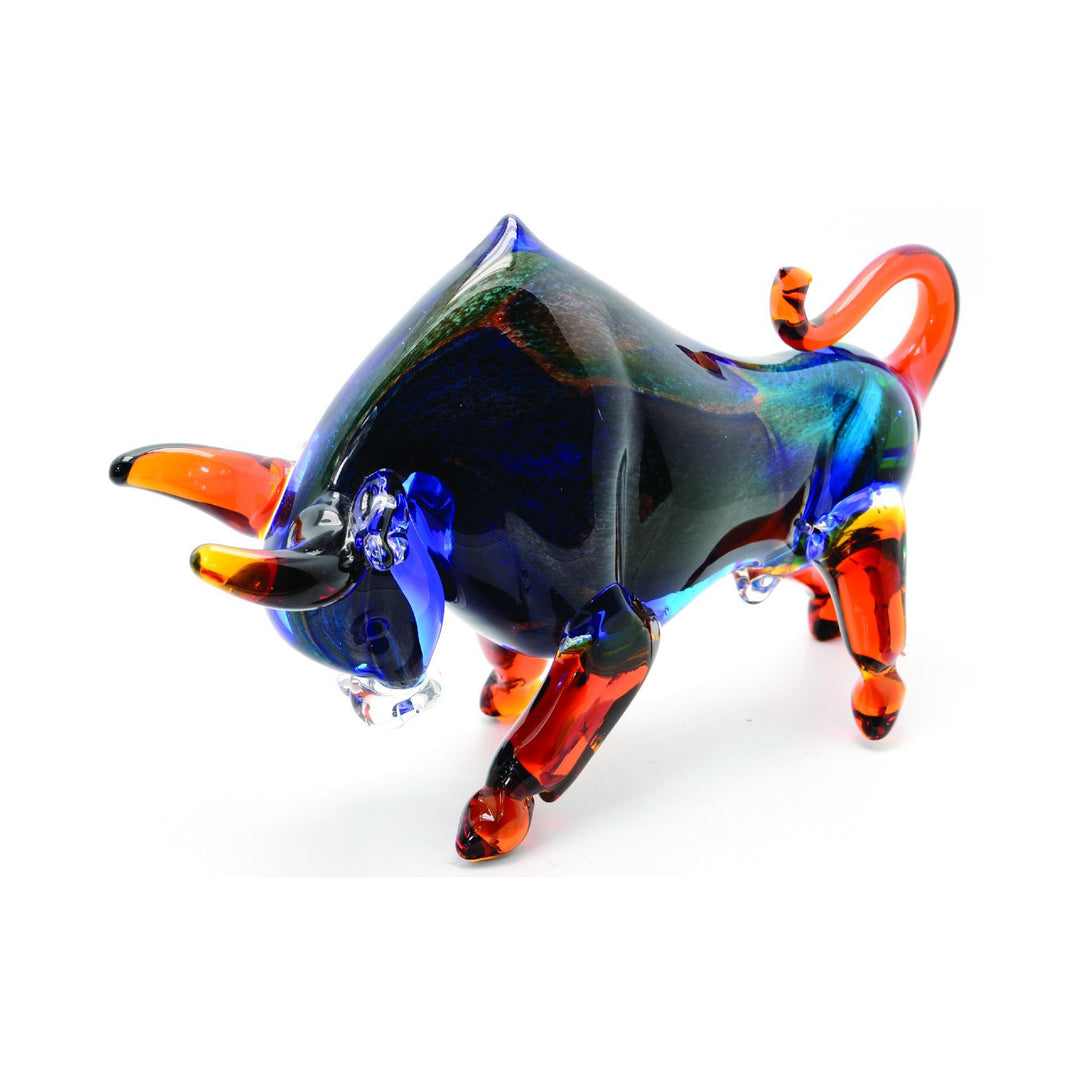 Bull Murano Style Glass In Blue