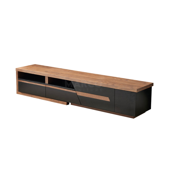 London Extendable TV Unit With Storage in Walnut and Black