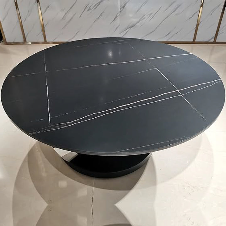 Avalanche Black Extendable Ring-Shaped Swivel Round Coffee Table with Carbon Steel Base