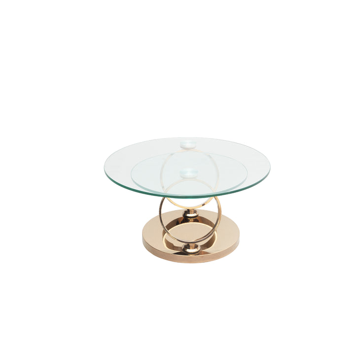 Avalanche Glass Swivel Coffee Table Glass Top and Stainless Steel Gold Base