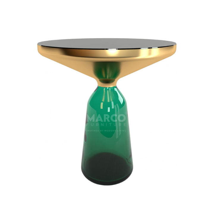 Bell Round Glass Coffee Table GREEN with Hand-blown glass base (Single Table 75 cm)