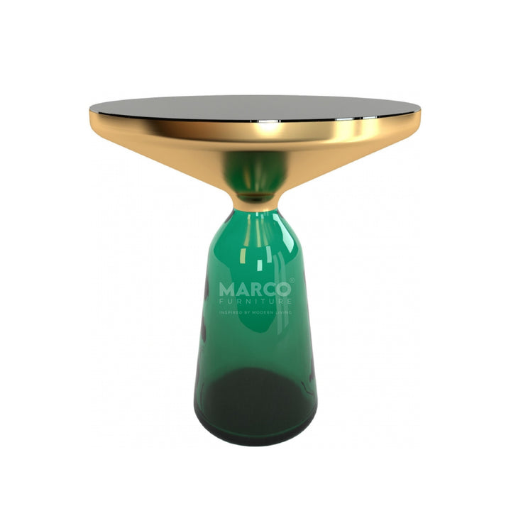 Bell Round Glass Coffee Table GREEN with Hand-blown glass base (Single Table 75 cm)