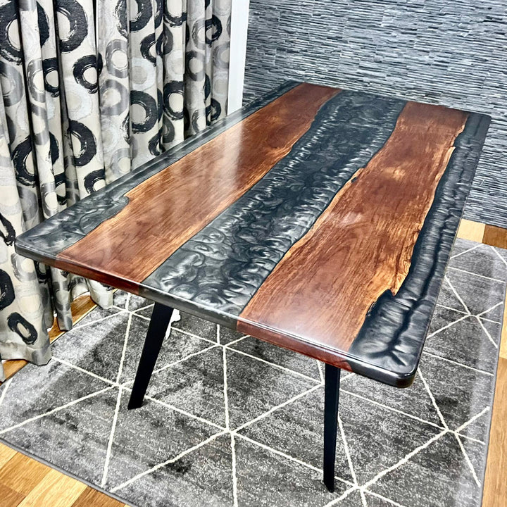 Black Epoxy Resin Dining Table with US Walnut