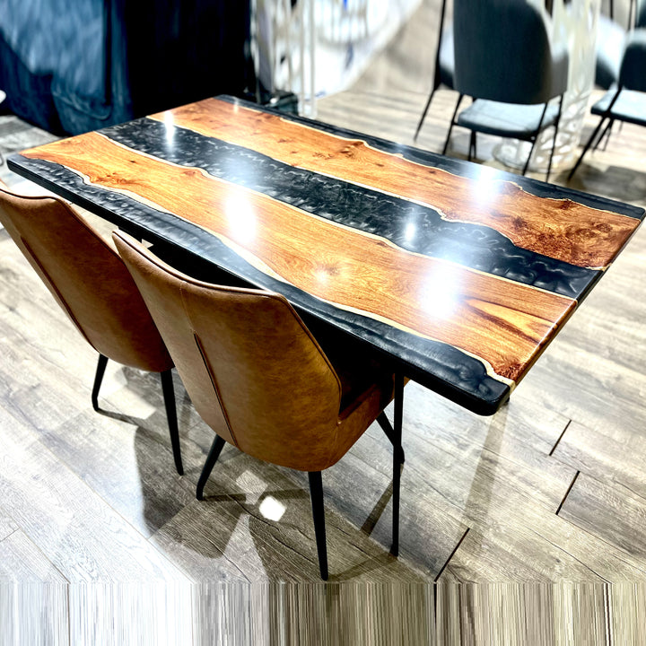 Black Epoxy Resin Dining Table with US Walnut