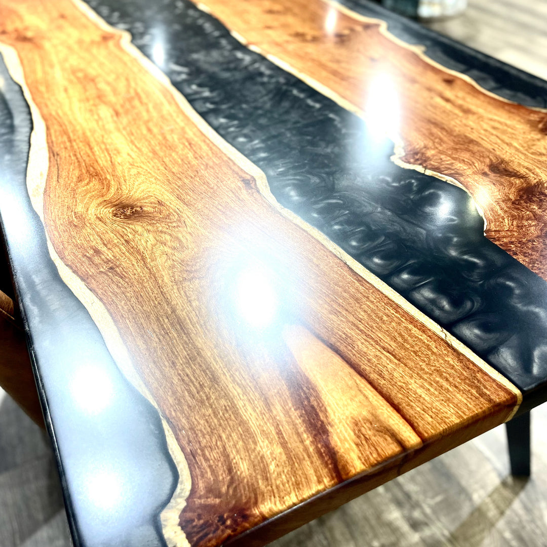 Black Epoxy Resin Dining Table with US Walnut