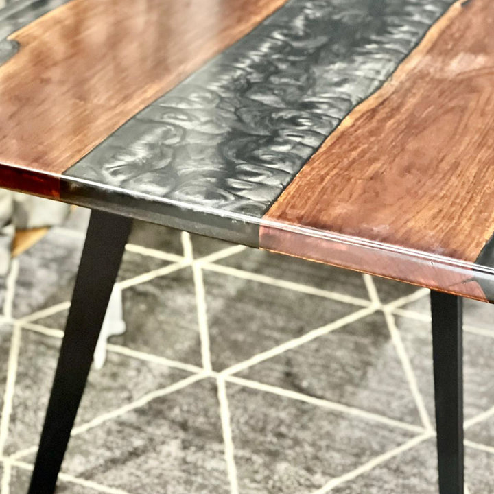 Black Epoxy Resin Dining Table with US Walnut