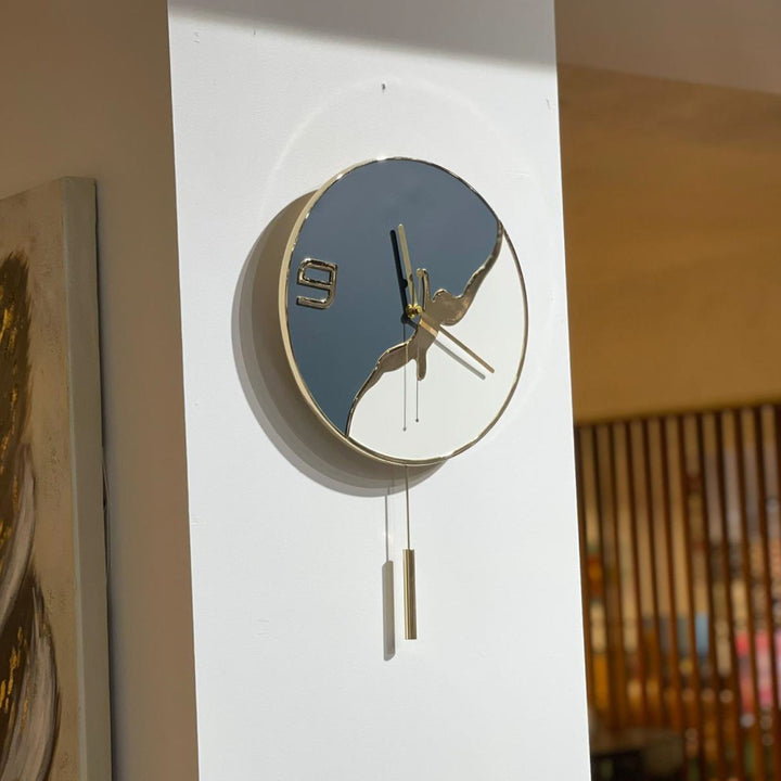 Luca Pendulum Wall Clock in Blue (31x58 cm)