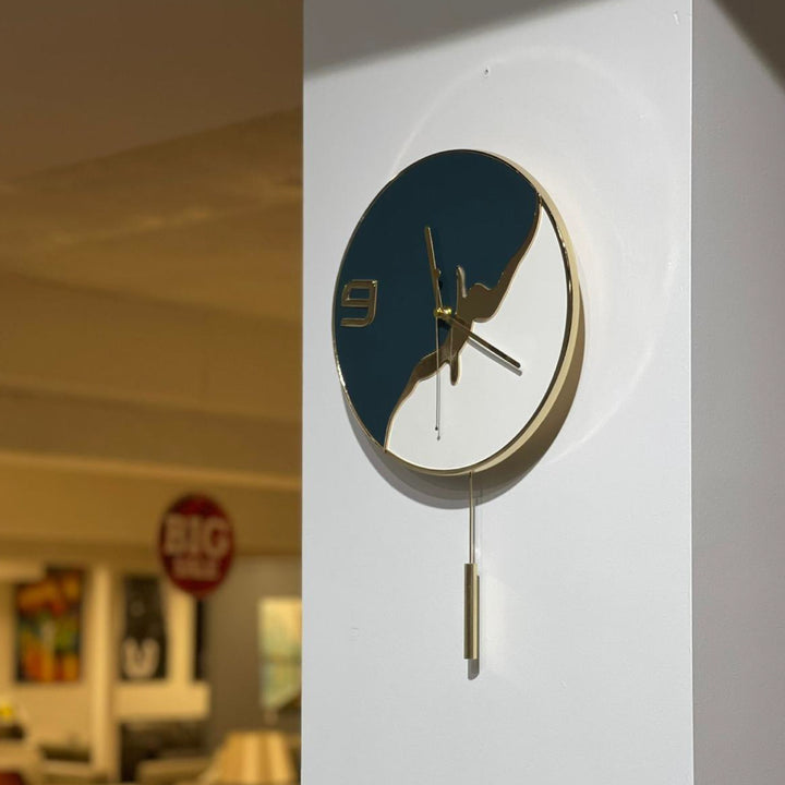 Luca Pendulum Wall Clock in Blue (31x58 cm)