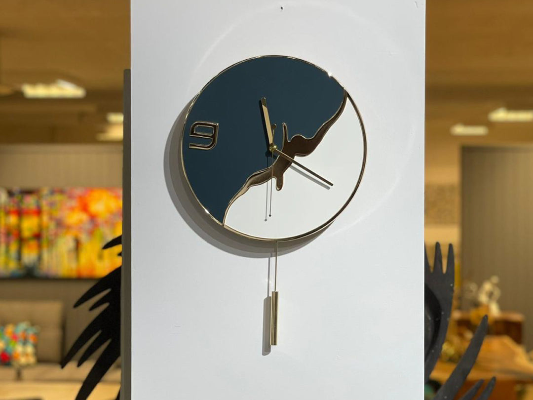 Luca Pendulum Wall Clock in Blue (31x58 cm)