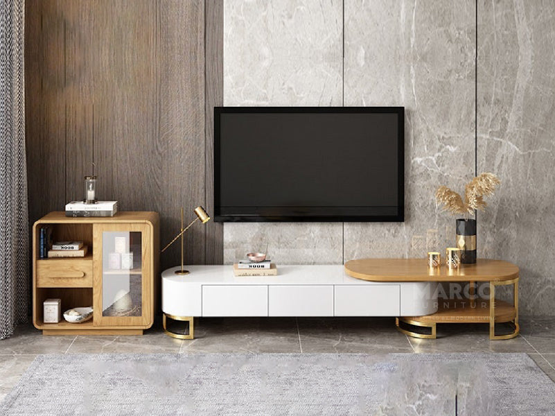 Bulgaria Extendable TV Stand with Golden Metal Legs