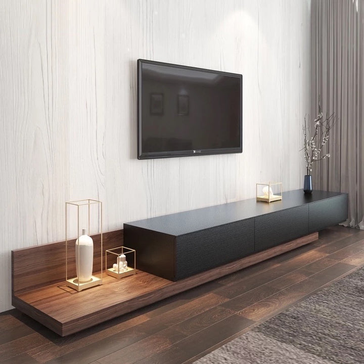 Casper Extendable Modern TV Stand with Three Solid Wood Drawers