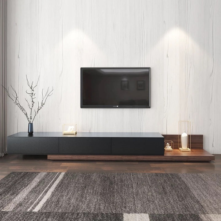 Casper Extendable Modern TV Stand with Three Solid Wood Drawers