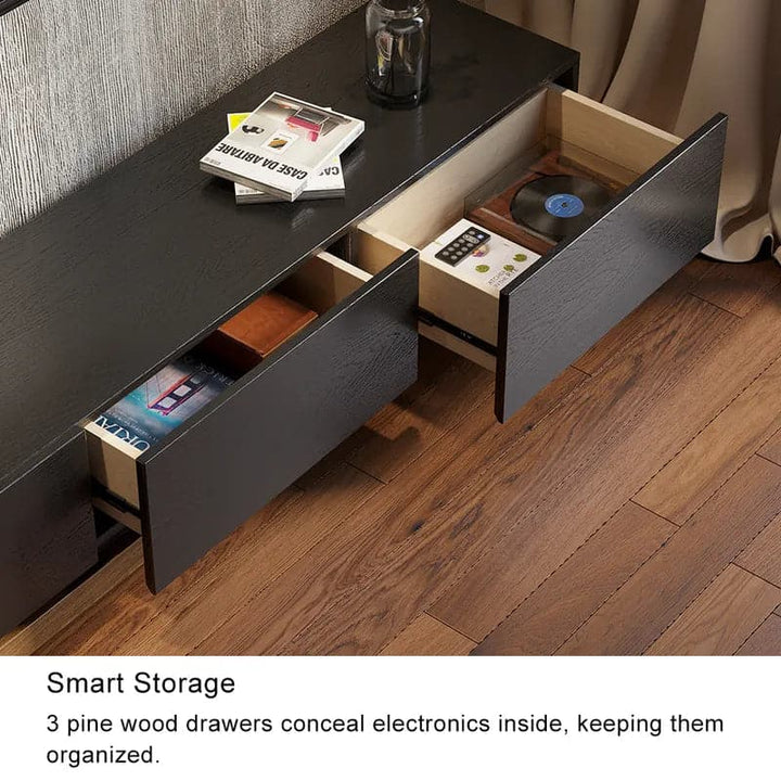 Casper Extendable Modern TV Stand with Three Solid Wood Drawers