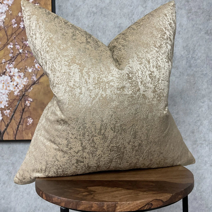 Champagne Designer Feather-Filled Cushion