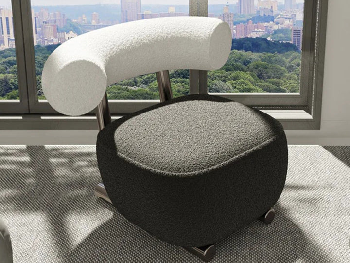 Chic Comfort Black & White Teddy Fabric Accent Chair with Chrome Legs