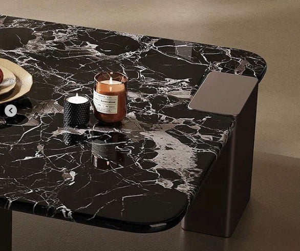 Lapis Black Rose Marble Top Coffee Table