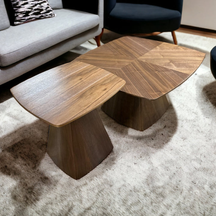 Daisy Wooden Coffee Table (Walnut) Set of 2