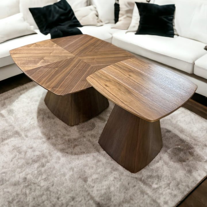 Daisy Wooden Coffee Table (Walnut) Set of 2