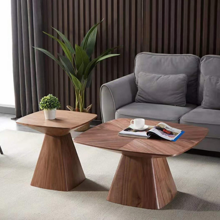 Daisy Wooden Coffee Table (Walnut) Set of 2