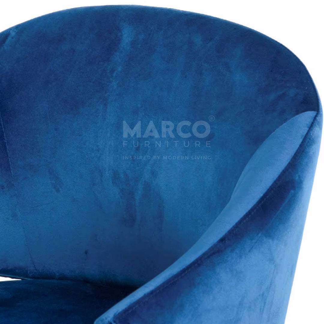 Donnie Curved Back Velvet Dining Chair (Blue)