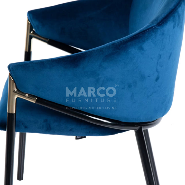 Donnie Curved Back Velvet Dining Chair (Blue)