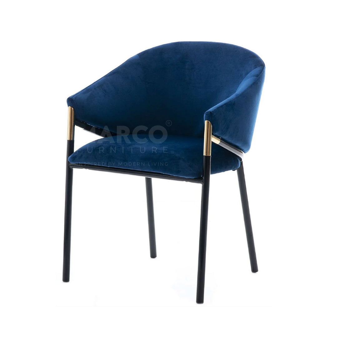 Donnie Curved Back Velvet Dining Chair (Blue)