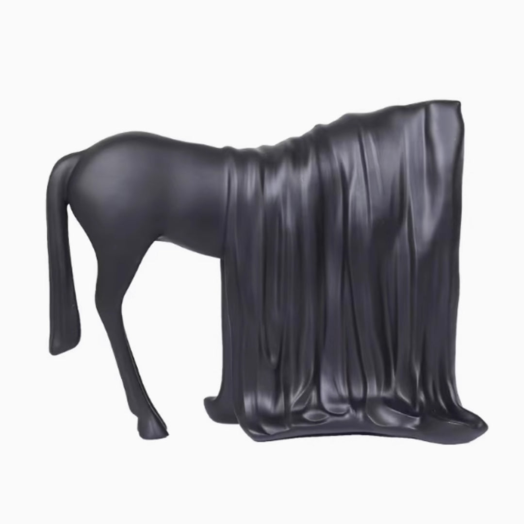 Draped Black Horse Sculpture