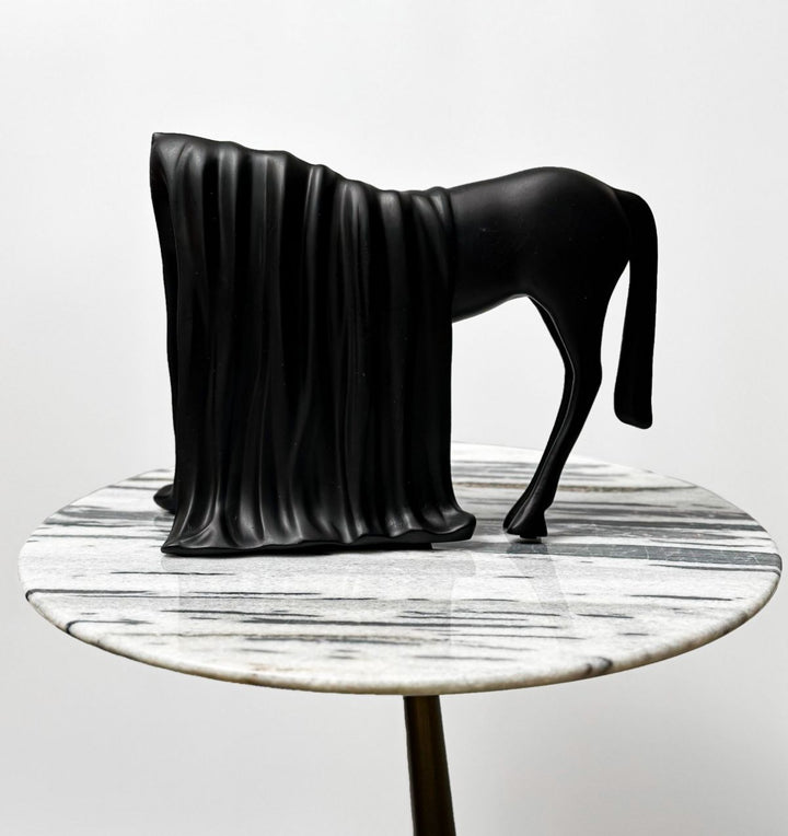 Draped Black Horse Sculpture