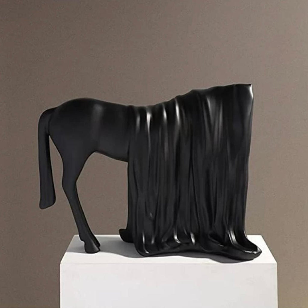 Draped Black Horse Sculpture