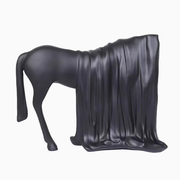 Draped Black Horse Sculpture 5