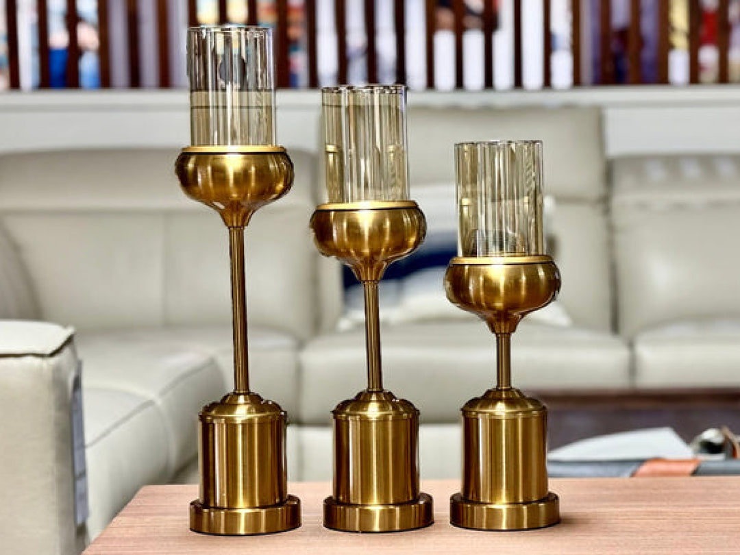 Elegant Gold Candle Holder Set