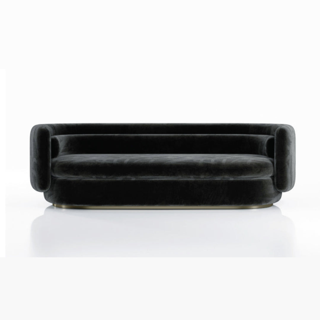 Gloria Velvet Curved Lounge with Gold Legs - Black