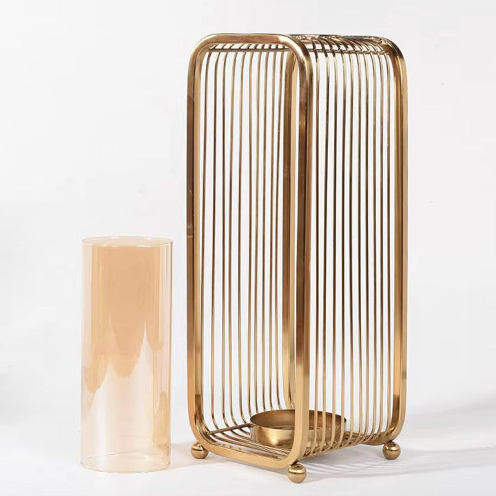 Gold Cage Candle Holder Set